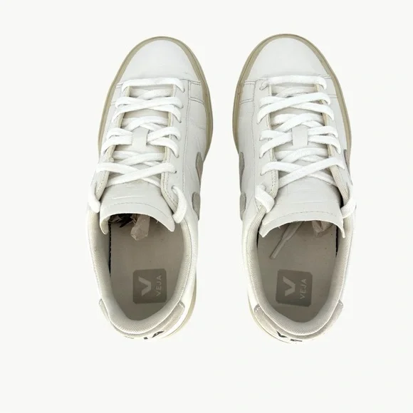 Veja Campo Chromefree Leather Low Sneakers | Sz 39 | Extra White Natural Suede - Picture 5 of 14